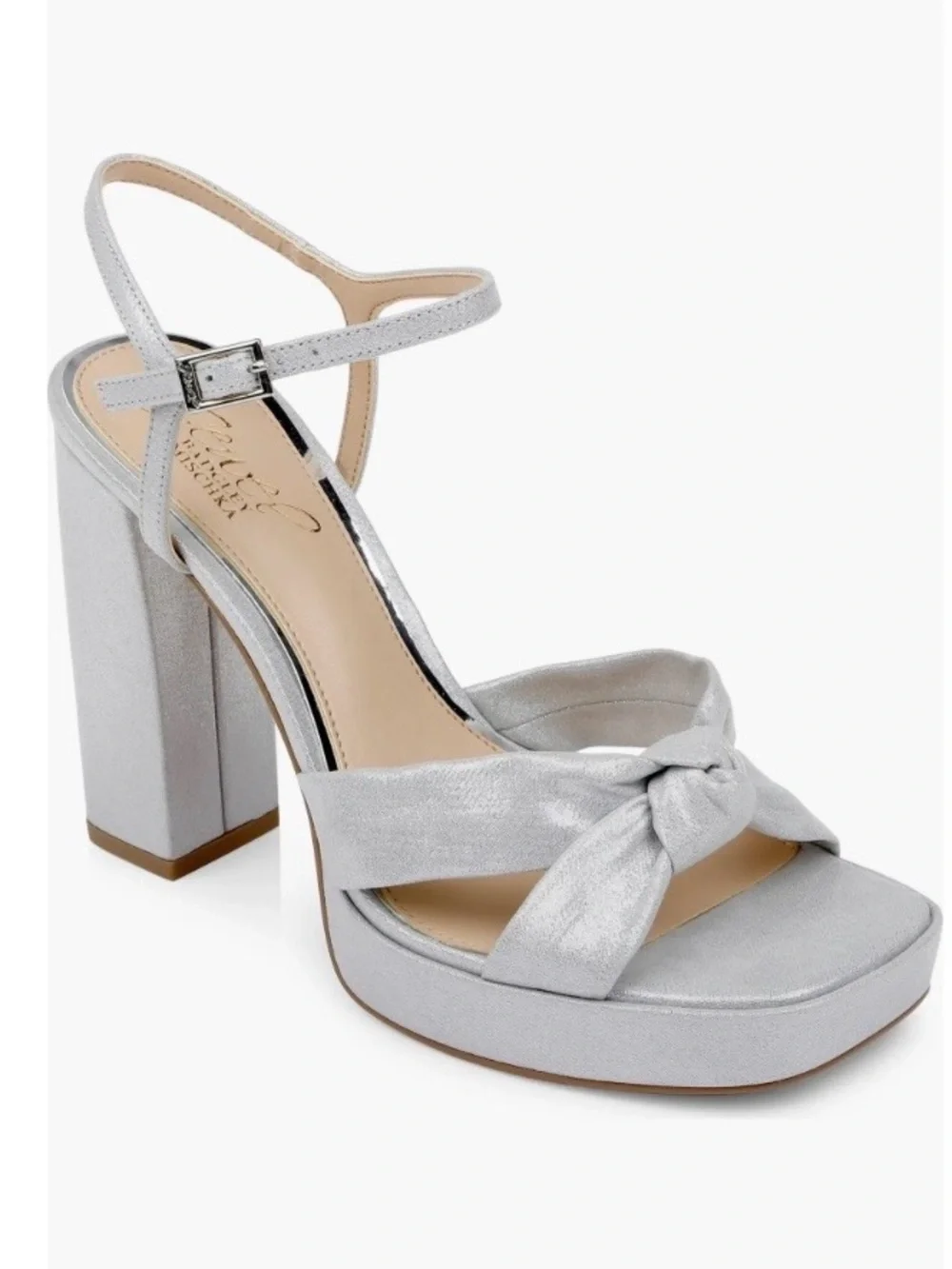 Badgley Mischka Silver Knot Platform Block Heels